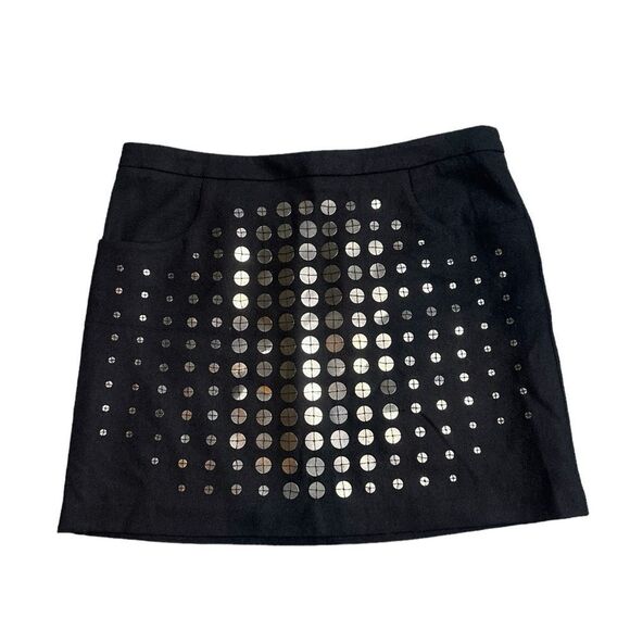 Vivienne Tam Justine Black Sequins Embellished Wool Mini Skirt Size 4 - Picture 1 of 9